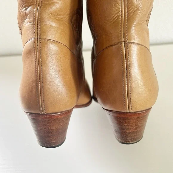 Vintage Gucci Cowboy Western Boots Interlocking GG Logo Tan Beige Size US 6.5 - Picture 9 of 13